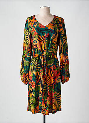 Rochie midi imprimeu fantezie mâneci lungi verde GEISHA femeie