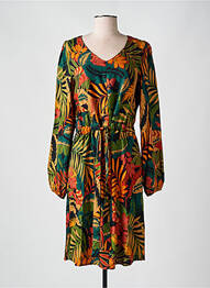 Rochie midi imprimeu fantezie mâneci lungi verde GEISHA femme