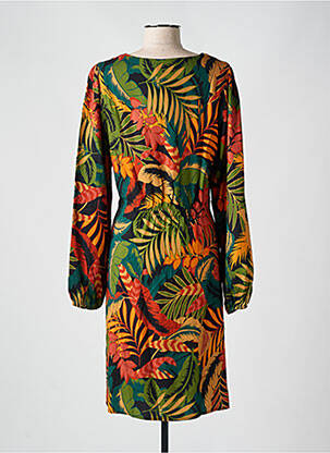 Rochie midi imprimeu fantezie mâneci lungi verde GEISHA femeie