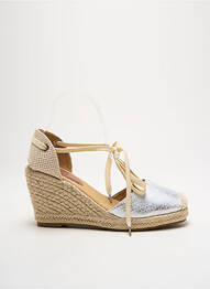 Espadrile țesătură satinată toc de 7 la 9 cm argintiu CASSIS COTE D'AZUR femme