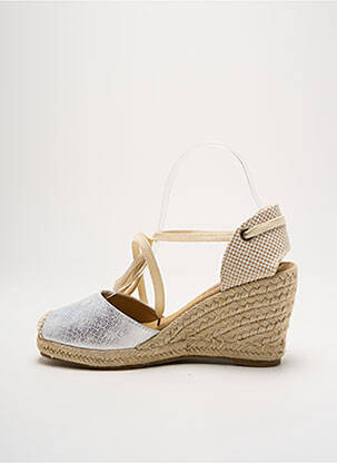 Espadrile țesătură satinată toc de 7 la 9 cm argintiu CASSIS COTE D'AZUR femeie