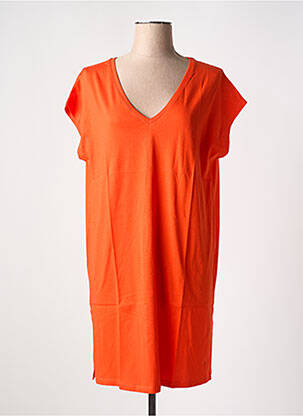 Rochie midi mâneci scurte mâneci scurte portocalie TANIT CODE femeie