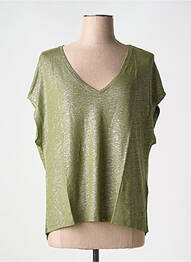 Tricou guler în v mâneci scurte verde TANIT CODE femeie