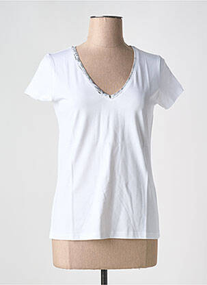 Tricou guler în v mâneci scurte alb TANIT CODE femeie