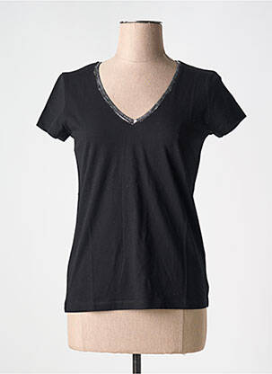 Tricou guler în v mâneci scurte negru TANIT CODE femeie