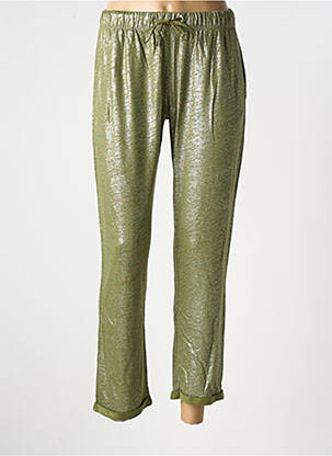 Pantalon drept talie elastică mărime normală verde TANIT CODE femeie