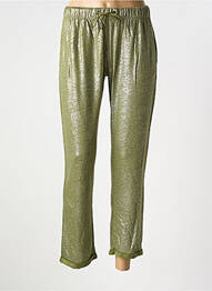 Pantalon drept talie elastică mărime normală verde TANIT CODE femeie