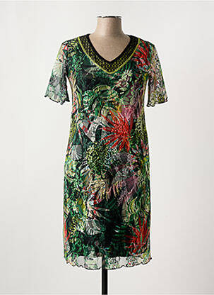 Rochie midi imprimeu floral mâneci scurte verde TELMAIL femeie