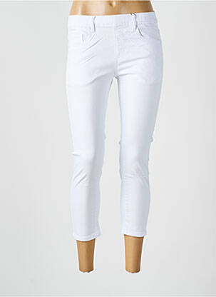 Pantalon trei sferturi talie elastică alb TELMAIL femeie