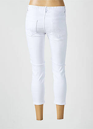 Pantalon trei sferturi talie elastică alb TELMAIL femeie