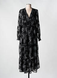 Rochie lungă imprimeu fantezie mâneci lungi negru LAST QUEEN femeie