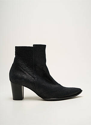 Botine/ghete țesătură satinată toc de 4 la 6 cm negru FRANCE MODE femeie