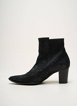 Botine/ghete țesătură satinată toc de 4 la 6 cm negru FRANCE MODE femeie