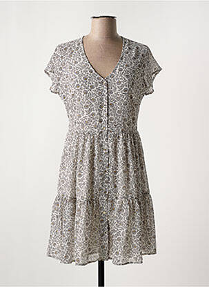 Rochie scurtă croială fluidă mâneci scurte bej LE TEMPS DES CERISES femeie