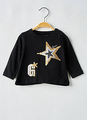 Tricou croială dreaptă mâneci lungi negru GUESS fată