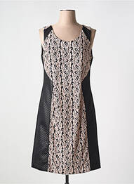 Rochie midi imprimeu fantezie fără mâneci negru PAUSE CAFE femme