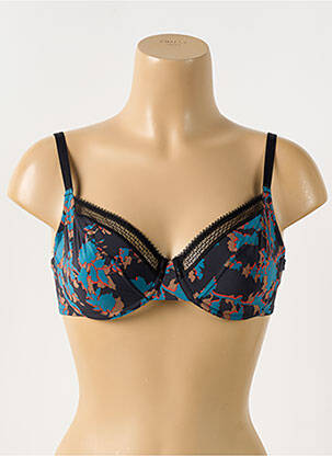 Sutien efect material satinat sutien cupe întregi cu decolteu înalt albastru PASSIONATA femeie