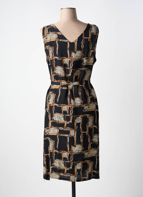 Rochie midi imprimeu fantezie fără mâneci negru BOGLIETTI femme