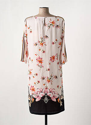 Rochie midi imprimeu floral mâneci 3/4 roz DIVAS femeie
