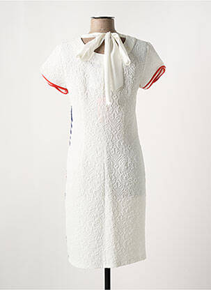 Rochie midi imprimeu floral mâneci scurte alb OLIVIER PHILIPS femeie