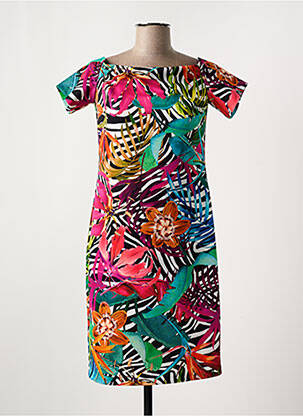 Rochie midi imprimeu floral mâneci scurte roz FRANK LYMAN femeie