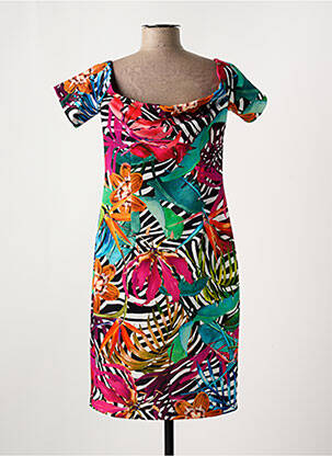 Rochie midi imprimeu floral mâneci scurte roz FRANK LYMAN femeie