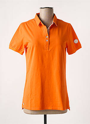 Polo broderie mâneci scurte portocalie MARINE DE SAVOIE femeie