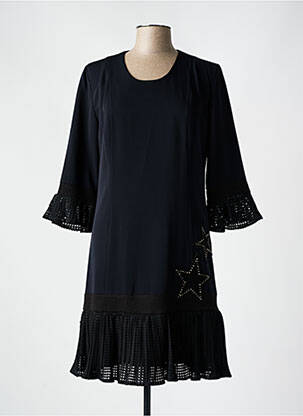Rochie midi mâneci 3/4 mâneci 3/4 negru POUPEE CHIC femeie
