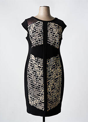 Rochie midi imprimeu fantezie mâneci scurte negru JOSEPH RIBKOFF femeie