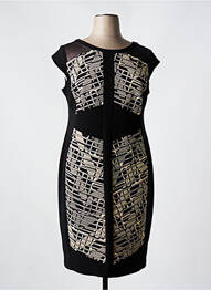 Rochie midi imprimeu fantezie mâneci scurte negru JOSEPH RIBKOFF femme