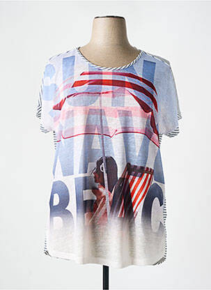Tricou imprimeu fantezie mâneci scurte albastru SAMOON femeie