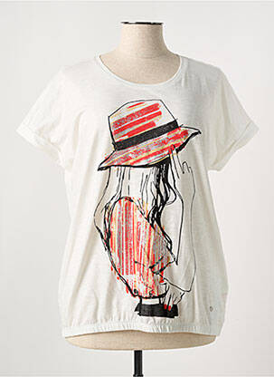 Tricou serigrafie mâneci scurte alb SAMOON femeie