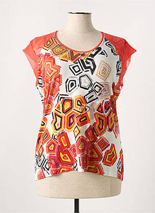 Tricou imprimeu fantezie mâneci scurte portocalie I.ODENA femeie