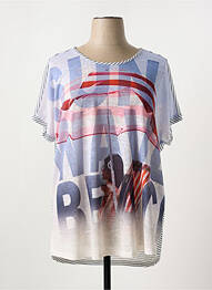 Tricou croială dreaptă mâneci scurte albastru SAMOON femme