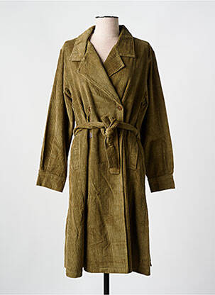 Trench croială cambrată fără glugă verde ORIENTIQUE NATURALLY femeie