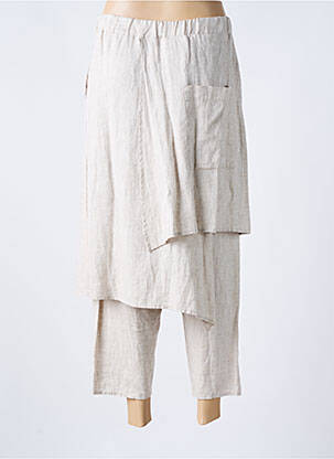 Pantalon 7/8 țesătură poplin mărime normală bej KEDZIOREK femeie