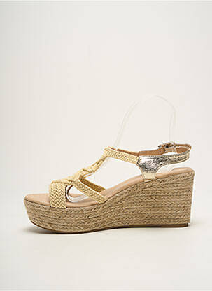 Espadrile țesătură satinată toc de 7 la 9 cm bej CASSIS femeie