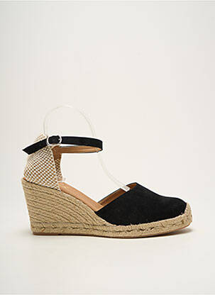 Espadrile nubuc toc de 7 la 9 cm negru EMMA femeie