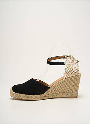 Espadrile nubuc toc de 7 la 9 cm negru EMMA femeie