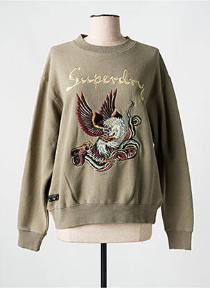 Pulover strânsă pe partea de jos mâneci lungi verde SUPERDRY femeie