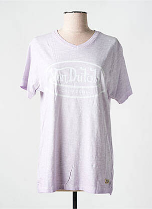 Tricou serigrafie flockată mâneci scurte violet VON DUTCH femeie