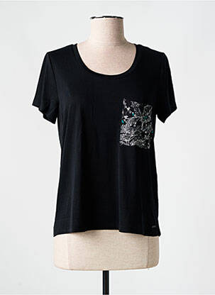 Tricou croială cambrată mâneci scurte negru SUN VALLEY femeie