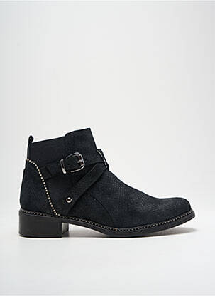Botine/ghete țesătură satinată toc de 4 la 6 cm negru REGARD femeie