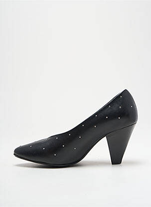 Pantofi cu toc țesătură satinată toc de 7 la 9 cm negru REQINS femeie