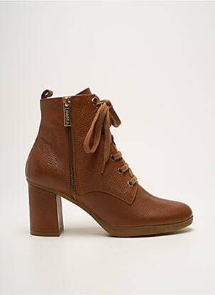 Botine/ghete material neted toc de 4 la 6 cm maro GADEA femeie