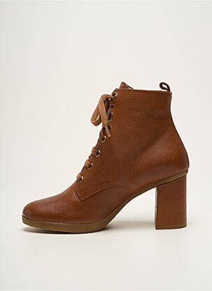Botine/ghete material neted toc de 4 la 6 cm maro GADEA femeie
