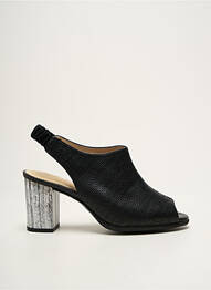 Sandale/pantofi decupați țesătură satinată toc de 4 la 6 cm negru GADEA femme