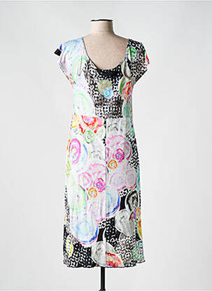 Rochie midi imprimeu floral mâneci scurte negru TELMAIL femeie