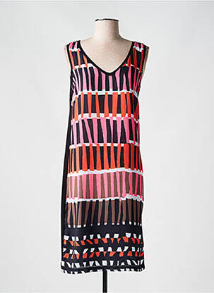 Rochie midi imprimeu fantezie fără mâneci negru REVER MILE femeie