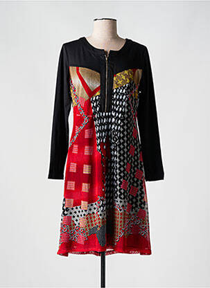 Rochie midi imprimeu fantezie mâneci lungi negru S.QUISE femeie